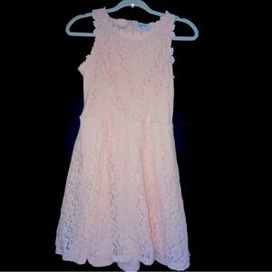 Girls Pale Pink Sleeveless Floral Pattern A-line Dress